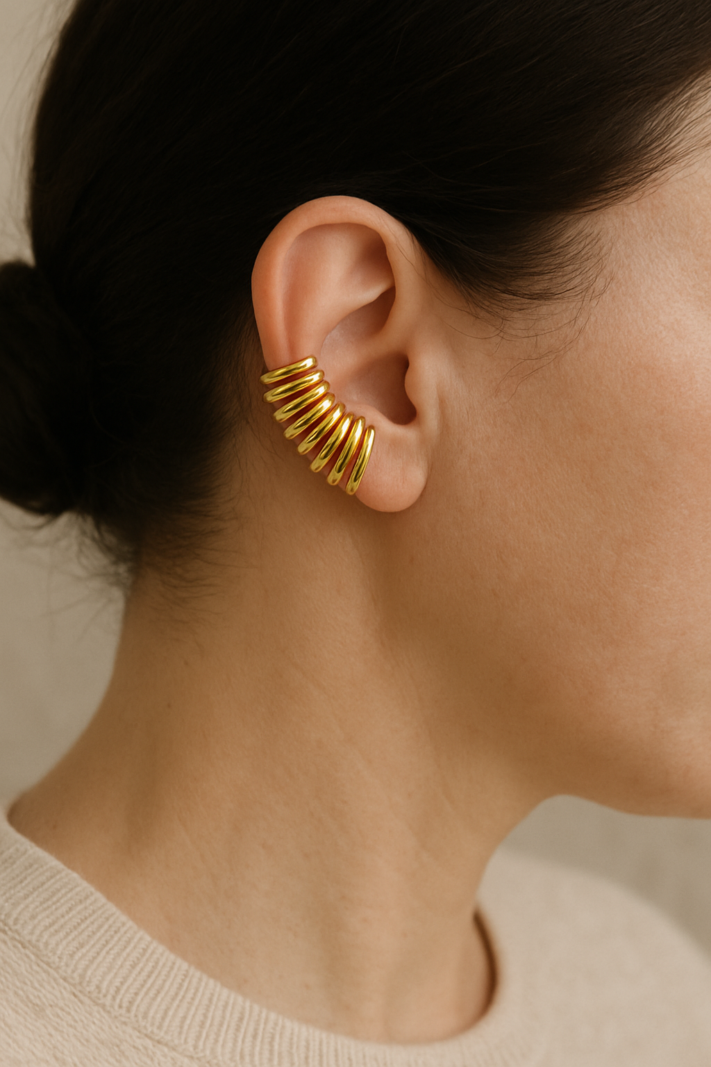 Radiant Arc Brass Ear Cuffs
