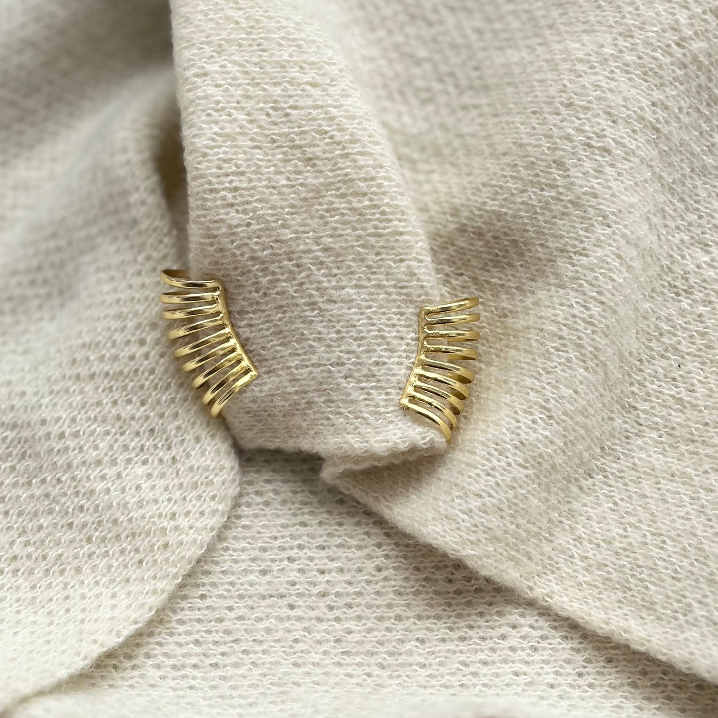Radiant Arc Brass Ear Cuffs